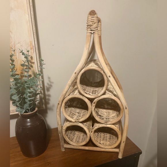 VINTAGE Boho Rattan Wine Rack - Picture 4 of 4